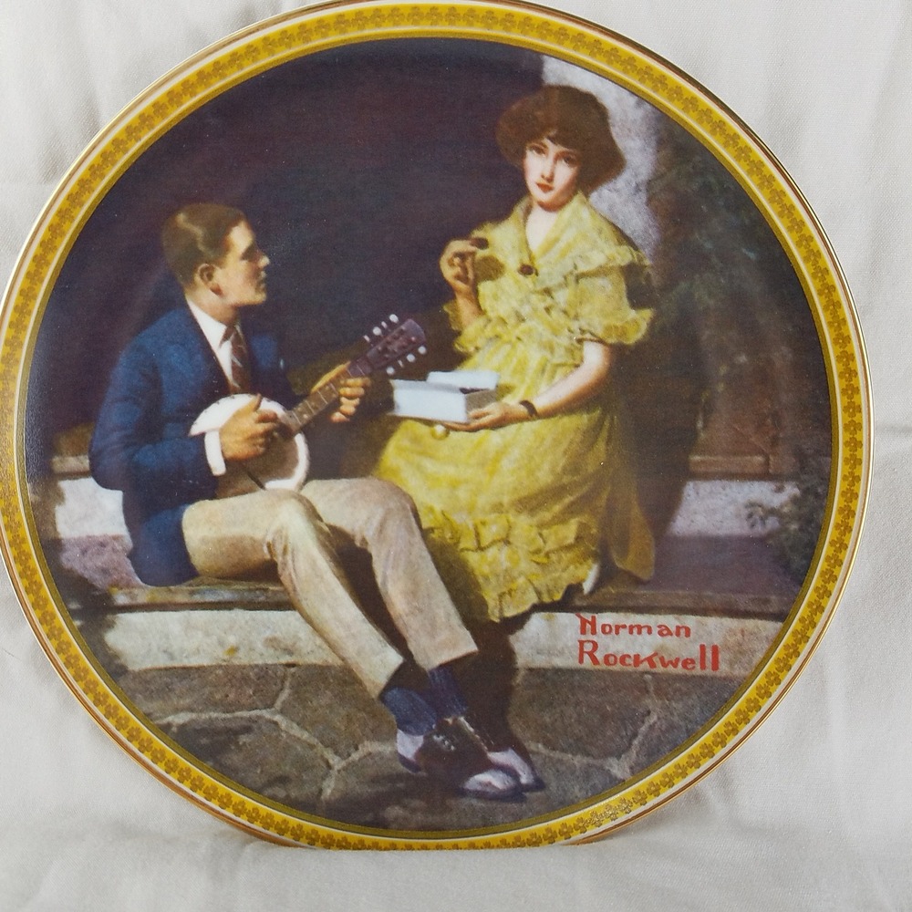 Knowles Norman Rockwell Pondering on the Porch Collector Plate 1098P 84-R70-4.3‎